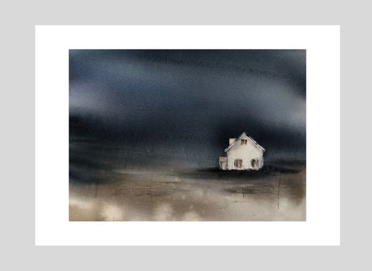 'Sista huset' watercolour, original painting. 39x58 cm